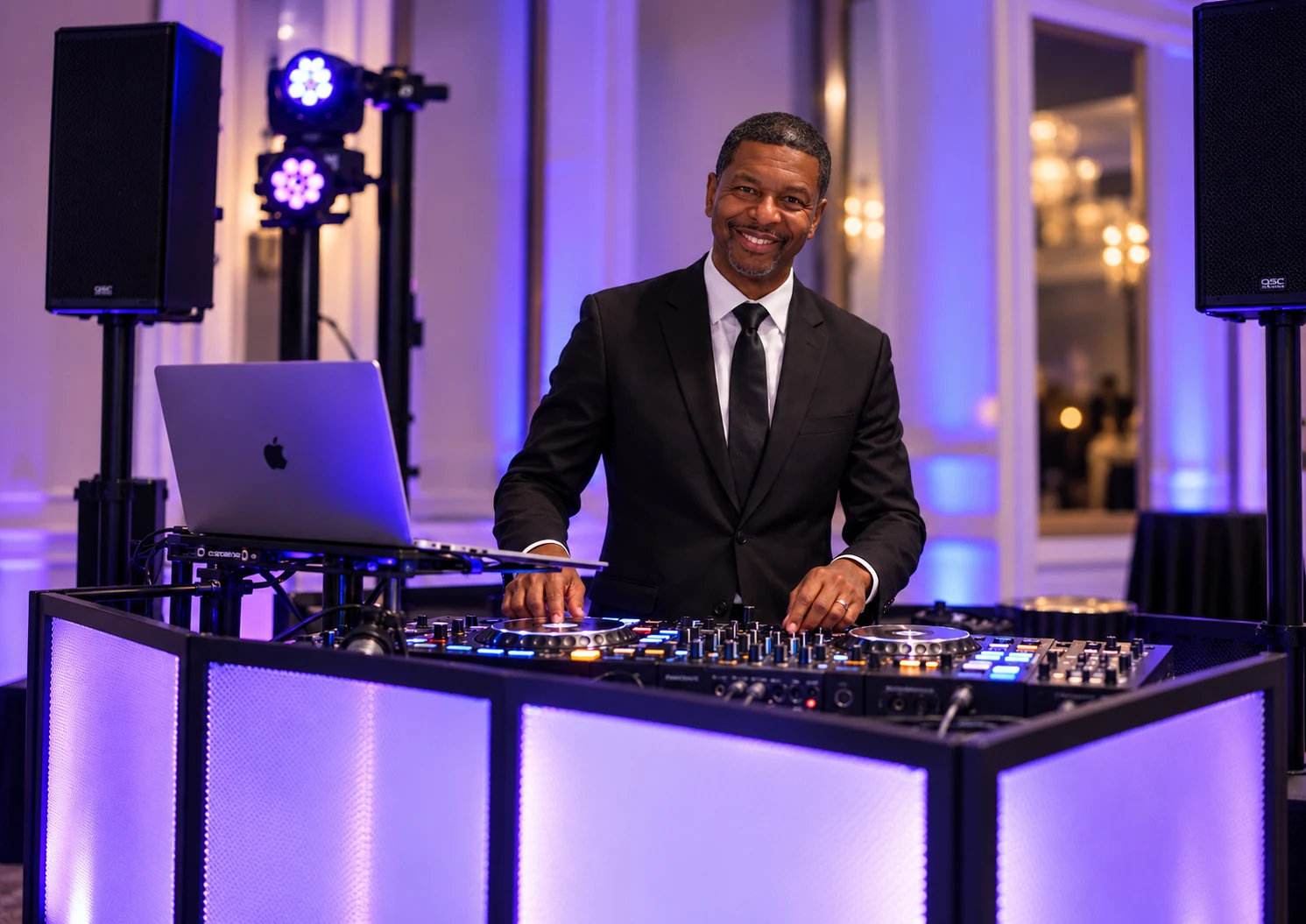 Avery Kyle at a DJ controller — portrait created using his uploaded photo